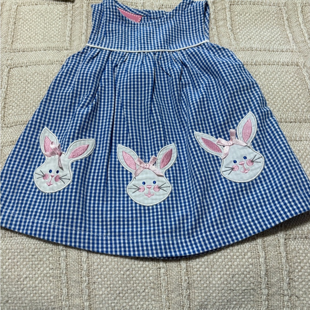 ellemenno Blue Gingham Bunny Dress